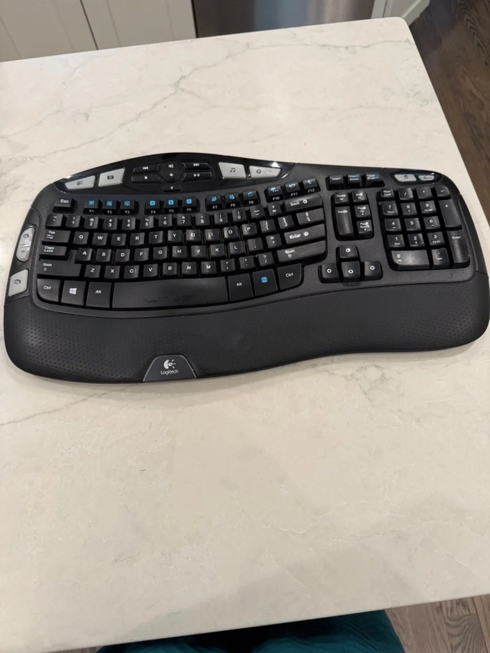 Logitech Black Wireless Ergonomic Keyboard with Palm Rest and Shortcut Keys